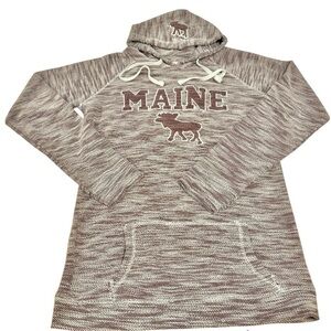 MAINE Logo Hoodie with Moose Barrel Pocket Sz M Maroon NWT